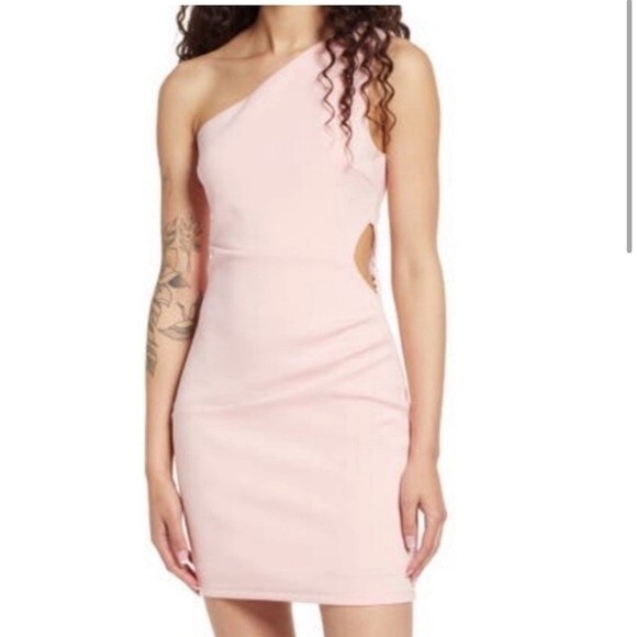 What About Tonight Light‎ Pink One-Shoulder Bodycon Mini Dress - Picture 1 of 9